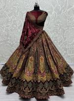 Brocade Chikoo Bridal Wear Embroidery Work Lehenga Choli